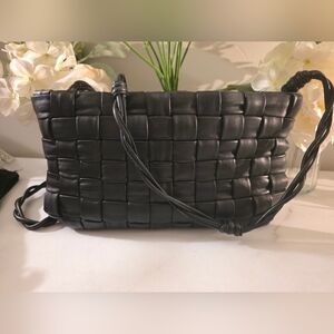 Massimo Dutti Black Woven Shoulder Bag